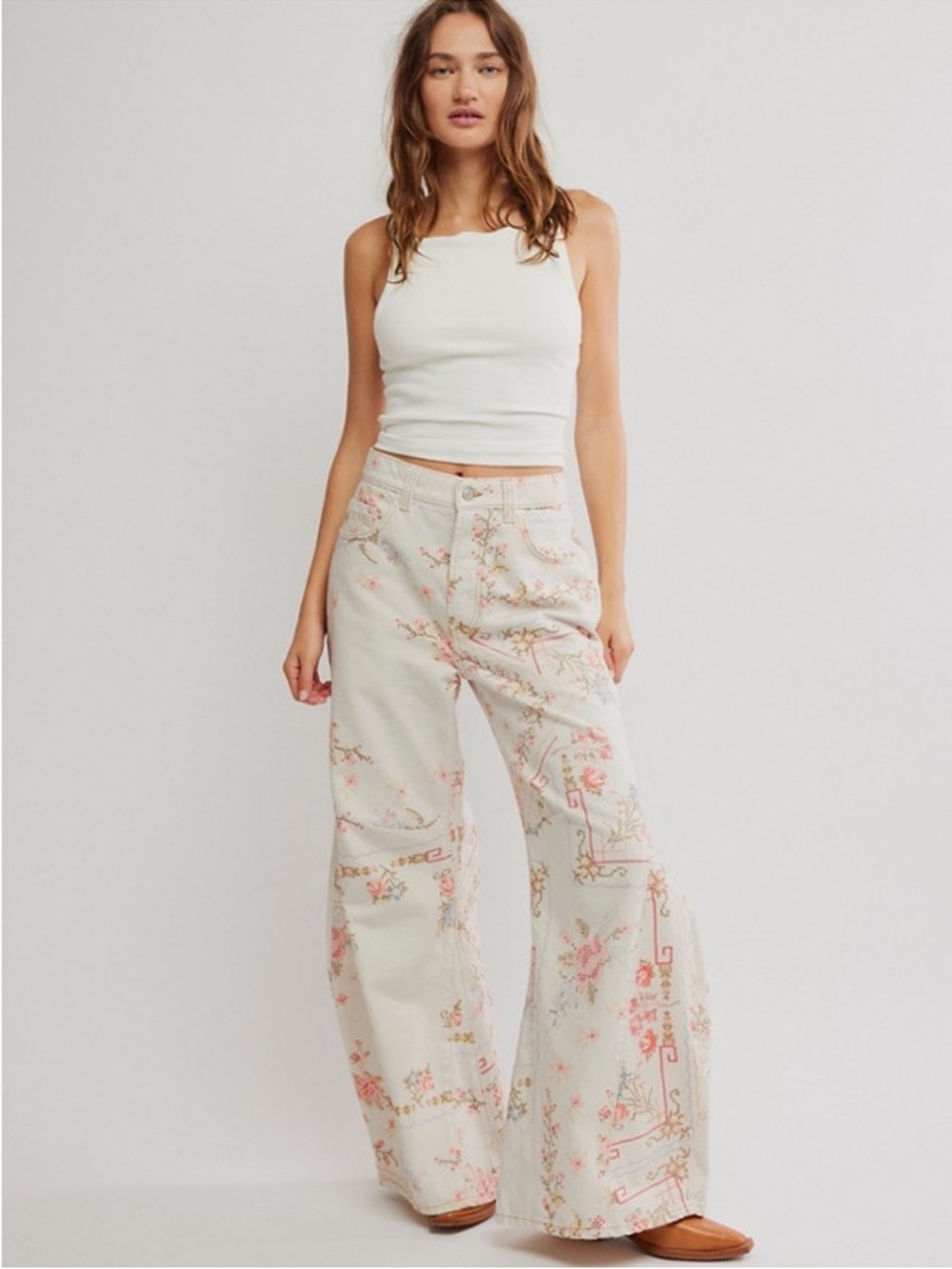 NWOT Free People Eden Printed High Slouchy Jeans 26